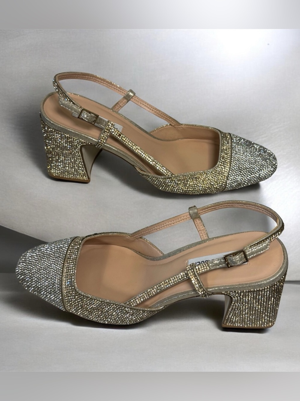 Embellished Gold Slingback Block Heel Pumpsby Steve Madden, size 9, NWOT